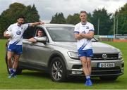 9 August 2016; Dublin GAA and Kilmacud Crokes stars Paul Mannion and Cian O’Sullivan, along with Dublin team-mate and Volkswagen Ambassador Bernard Brogan were joined by former Dublin player Ray Cosgrove and former Westmeath, Galway, and Laois manager Tomás Ó Flatharta in Glenalbyn, Kilmacud Crokes today to officially announce Volkswagen’s sponsorship of the Kilmacud Crokes All-Ireland GAA football Sevens. In attendance are, from left, Cian O'Sullivan, Bernard Brogan, and Paul Mannion, during the announcement at Glenalbyn House in Stillorgan, Co. Dublin. Photo by Daire Brennan/Sportsfile