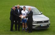 9 August 2016; Dublin GAA and Kilmacud Crokes stars Paul Mannion and Cian O’Sullivan, along with Dublin team-mate and Volkswagen Ambassador Bernard Brogan were joined by former Dublin player Ray Cosgrove and former Westmeath, Galway, and Laois manager Tomás Ó Flatharta in Glenalbyn, Kilmacud Crokes today to officially announce Volkswagen’s sponsorship of the Kilmacud Crokes All-Ireland GAA football Sevens. In attendance are, from left, Chairman of Kilmacud Crokes Kevin Foley, Tomás Ó Flatharta, Bernard Brogan, and Head of Marketing of Volkswagen Ireland Paul O'Sullivan, during the announcement at Glenalbyn House in Stillorgan, Co. Dublin. Photo by Daire Brennan/Sportsfile