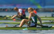 9 August 2016; Sanita Puspure of Ireland following her fourth place finish in the Women's Single Sculls quarter-final in Lagoa Stadium, Copacabana, during the 2016 Rio Summer Olympic Games in Rio de Janeiro, Brazil. Photo by Ramsey Cardy/Sportsfile