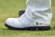 9 August 2016; A tricolour on the golf shoe of Seamus Power of Ireland during a practice round ahead of the Men's Strokeplay competition at the Olympic Golf Course, Barra de Tijuca, during the 2016 Rio Summer Olympic Games in Rio de Janeiro, Brazil. Photo by Brendan Moran/Sportsfile