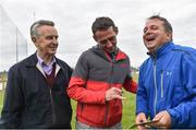 9 August 2016; Horse trainer Jim Bolger, left, with jockey Davy Russell, centre, and Clare manager Davy Fitzgerald at the fifth annual Hurling for Cancer Research, a celebrity hurling match in aid of the Irish Cancer Society in St Conleth’s Park, Newbridge. Ireland's top GAA and horseracing stars lined out for the game, organised by horseracing trainer Jim Bolger and National Hunt jockey Davy Russell. To date the event has raised €400,000 for the Irish Cancer Society, the leading voluntary funder of cancer research in Ireland. St Conleth’s Park, Newbridge, Kildare. Photo by David Maher/Sportsfile