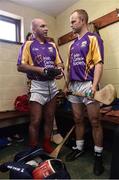 9 August 2016; Former Kilkenny players DJ Carey, left, and Tommy Walsh before the fifth annual Hurling for Cancer Research, a celebrity hurling match in aid of the Irish Cancer Society in St Conleth’s Park, Newbridge. Ireland's top GAA and horseracing stars lined out for the game, organised by horseracing trainer Jim Bolger and National Hunt jockey Davy Russell. To date the event has raised €400,000 for the Irish Cancer Society, the leading voluntary funder of cancer research in Ireland. St Conleth’s Park, Newbridge, Kildare. Photo by David Maher/Sportsfile