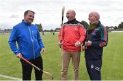 9 August 2016; Clare hurling manager Davy Fitzgerald, left, with former Kilkenny player DJ Carey, centre, and former Galway hurling manager Cyril Farrell before the fifth annual Hurling for Cancer Research, a celebrity hurling match in aid of the Irish Cancer Society in St Conleth’s Park, Newbridge. Ireland's top GAA and horseracing stars lined out for the game, organised by horseracing trainer Jim Bolger and National Hunt jockey Davy Russell. To date the event has raised €400,000 for the Irish Cancer Society, the leading voluntary funder of cancer research in Ireland. St Conleth’s Park, Newbridge, Kildare. Photo by David Maher/Sportsfile