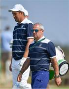 9 August 2016; Team Ireland golf captain Paul McGinley with Padraig Harrington, rear, during a practice round ahead of the Men's Strokeplay competition at the Olympic Golf Course, Barra de Tijuca, during the 2016 Rio Summer Olympic Games in Rio de Janeiro, Brazil. Photo by Brendan Moran/Sportsfile