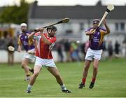 9 August 2016; Former Limerick manager and player TJ Ryan in action against former Kilkenny player DJ Carey during the fifth annual Hurling for Cancer Research, a celebrity hurling match in aid of the Irish Cancer Society in St Conleth’s Park, Newbridge. Ireland's top GAA and horseracing stars lined out for the game, organised by horseracing trainer Jim Bolger and National Hunt jockey Davy Russell. To date the event has raised €400,000 for the Irish Cancer Society, the leading voluntary funder of cancer research in Ireland. St Conleth’s Park, Newbridge, Kildare. Photo by David Maher/Sportsfile