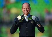 9 August 2016; Michael Jung of Germany after winning a gold medal in the Eventing Individual Jumping Final and a silver medal in the Eventing Team event at the Olympic Equestrian Centre, Deodoro, during the 2016 Rio Summer Olympic Games in Rio de Janeiro, Brazil. Photo by Stephen McCarthy/Sportsfile