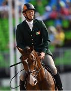 9 August 2016; Jonty Evans of Ireland, on Cooley Rorkes Drift, during the Eventing Team Jumping Final at the Olympic Equestrian Centre, Deodoro, during the 2016 Rio Summer Olympic Games in Rio de Janeiro, Brazil. Photo by Stephen McCarthy/Sportsfile