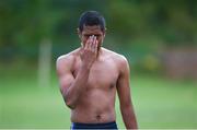 9 August 2016; Ando Radafy of Europe Native reacts after defeat to Argentina during the Etihad Airways GAA World Games 2016 - Day 1 at UCD in Dublin. Photo by Cody Glenn/Sportsfile