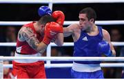 9 August 2016; Albert Selimov of Azerbaijan, right, exchanges punches with David Oliver Joyce of Ireland during their Lightweight preliminary round of 32 bout in the Riocentro Pavillion 6 Arena, Barra da Tijuca, during the 2016 Rio Summer Olympic Games in Rio de Janeiro, Brazil. Photo by Ramsey Cardy/Sportsfile