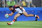 9 August 2016; Nate Ebner of USA goes over for a try during the Men's Pool A Rugby Sevens match between USA and Brazil at the Deodoro Stadium during the 2016 Rio Summer Olympic Games in Rio de Janeiro, Brazil. Photo by Stephen McCarthy/Sportsfile