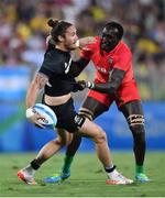 9 August 2016; Gillies Kaka of New Zealand is tackled by Humphrey Kayange of Kenya during the Men's Pool A Rugby Sevens match between New Zealand and Kenya at the Deodoro Stadium during the 2016 Rio Summer Olympic Games in Rio de Janeiro, Brazil. Photo by Stephen McCarthy/Sportsfile