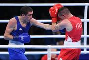 9 August 2016; Albert Selimov of Azerbaijan, left, exchanges punches with David Oliver Joyce of Ireland during their Lightweight preliminary round of 32 bout in the Riocentro Pavillion 6 Arena, Barra da Tijuca, during the 2016 Rio Summer Olympic Games in Rio de Janeiro, Brazil. Photo by Ramsey Cardy/Sportsfile