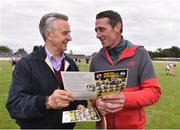 9 August 2016; Trainer Jim Bolger with jockey Davy Russell  pictured at the fifth annual Hurling for Cancer Research, a celebrity hurling match in aid of the Irish Cancer Society in St Conleth’s Park, Newbridge. Ireland's top GAA and horseracing stars lined out for the game, organised by horseracing trainer Jim Bolger and National Hunt jockey Davy Russell. To date the event has raised €400,000 for the Irish Cancer Society, the leading voluntary funder of cancer research in Ireland. St Conleth’s Park, Newbridge, Kildare. Photo by David Maher/Sportsfile