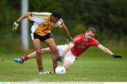 9 August 2016; Peter McGloin of Canada in action against Faisal Al Sheedi of Middle East GAA during the Etihad Airways GAA World Games 2016 - Day 1 at UCD in Dublin. Photo by Cody Glenn/Sportsfile