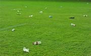 19 October 2010; Bottles on the pitch after supporters clashed with each other at the end of the game. FAI Ford Cup Semi-Final Replay, St Patrick's Athletic v Shamrock Rovers, Richmond Park, Inchicore, Dublin. Picture credit: SPORTSFILE