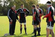 19 October 2010; Munster scrum coach Paul McCarthy speaks to the forwards during squad training ahead of their Celtic League game against Benetton Treviso on Friday night. Munster Rugby squad training, University of Limerick, Limerick. Picture credit: Brendan Moran / SPORTSFILE