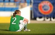 21 October 2010; A dejected Shauna Newman, Republic of Ireland, after the final whistle. UEFA European Women's U17 Championship First Qualifying Round, Republic of Ireland v Czech Republic, Mourneview Park, Lurgan, Co. Armagh. Picture credit: Oliver McVeigh / SPORTSFILE