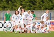 21 October 2010; Nikola Danihelkova, Czech Republic, centre, celebrates after scoring the first goal. UEFA European Women's U17 Championship First Qualifying Round, Republic of Ireland v Czech Republic, Mourneview Park, Lurgan, Co. Armagh. Picture credit: Oliver McVeigh / SPORTSFILE