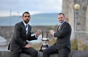 21 October 2010; Australia captain Adam Goodes, left, and Ireland captain Steven McDonnell with the Cormac McAnallen Perpetual Trophy at a civic reception for the Ireland and Australian teams ahead of this weekend's first International Rules Series game. City Hall, Merchants Quay, Limerick. Picture credit: Diarmuid Greene / SPORTSFILE