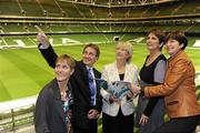 21 October 2010; Mary Hanafin TD, Minister for Tourism, Culture and Sport, with the authors of the Children's Sport Participation And Physical Activity Study with, from left, Catherine Woods, Niall Moyna, Deborah Tannehill and Julia Walsh, during the launch of an Irish Sports Council research publication. Aviva Stadium, Lansdowne Road, Dublin. Picture credit: Matt Browne / SPORTSFILE