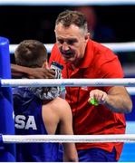 10 August 2016; USA coach Billy Walsh issues instructions to Nico Miguel Hernandez during his Light Flyweight Quaterfinal bout at the Riocentro Pavillion 6 Arena during the 2016 Rio Summer Olympic Games in Rio de Janeiro, Brazil. Photo by Stephen McCarthy/Sportsfile