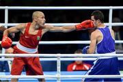 10 August 2016; Robenilson de Jesus, left, of Brazil in action against Fahem Hammachi of Algeria during their Men's Bantamweight Preliminary bout at the Riocentro Pavillion 6 Arena during the 2016 Rio Summer Olympic Games in Rio de Janeiro, Brazil. Photo by Stephen McCarthy/Sportsfile