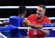 10 August 2016; Team USA coach Billy Walsh with Gary Russell during their Men's Light Welterweight Preliminary bout with Richardson Hitchins of Haiti at the Riocentro Pavillion 6 Arena during the 2016 Rio Summer Olympic Games in Rio de Janeiro, Brazil. Photo by Stephen McCarthy/Sportsfile