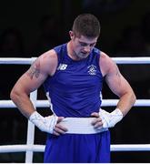10 August 2016; Joe Ward of Ireland following his Light-Heavyweight preliminary round of 16 bout with Carlos Andres Mina of Ecuador at the Riocentro Pavillion 6 Arena during the 2016 Rio Summer Olympic Games in Rio de Janeiro, Brazil. Photo by Stephen McCarthy/Sportsfile