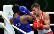 10 August 2016; Mathieu Albert Daniel Bauderlique of France, right, in action against Juan Carlos Carrillo of Columbia during their Men's Light Heavyweight Preliminary bout at the Riocentro Pavillion 6 Arena during the 2016 Rio Summer Olympic Games in Rio de Janeiro, Brazil. Photo by Stephen McCarthy/Sportsfile