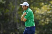 11 August 2016; Padraig Harrington of Ireland reacts after missing a birdie putt on the 13th green during Round 1 of the Men's Strokeplay competition at the Olympic Golf Course, Barra de Tijuca, during the 2016 Rio Summer Olympic Games in Rio de Janeiro, Brazil. Photo by Brendan Moran/Sportsfile