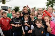 11 August 2016; Ulster's Tommy Bowe with supporters during an open training session at Virginia RFC in Virginia, Co Cavan. Photo by Oliver McVeigh/Sportsfile