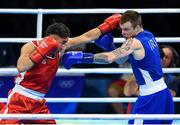 11 August 2016; Steven Donnelly, right, of Ireland in action against Tuvshinbat Byamba of Mongolia during their Welterweight preliminary round of 16 bout in the Riocentro Pavillion 6 Arena, Barra da Tijuca, during the 2016 Rio Summer Olympic Games in Rio de Janeiro, Brazil. Photo by Ramsey Cardy/Sportsfile