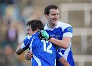 24 October 2010; Craig Rogers, 12, and Kevin Fitzpatrick, Portlaoise, celebrate their side's victory. AIB GAA Football Leinster Club Senior Championship Quarter-Final, Moorefield v Portlaoise, O'Moore Park, Portlaoise, Co. Laois. Picture credit: Stephen McCarthy / SPORTSFILE