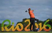 11 August 2016; SSP Chawrasia of India on the 16th tee box during Round 1 of the Men's Strokeplay competition at the Olympic Golf Course, Barra de Tijuca, during the 2016 Rio Summer Olympic Games in Rio de Janeiro, Brazil. Photo by Brendan Moran/Sportsfile