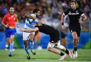 11 August 2016; Gaston Revol of Argentina is tackled by Sam Dickson of New Zealand during the Men's Rugby Sevens placing 5-6 match between New Zealand and Argentina during the 2016 Rio Summer Olympic Games at Deodoro Stadium in Rio de Janeiro, Brazil. Photo by Stephen McCarthy/Sportsfile