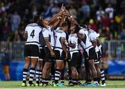 11 August 2016; Fiji players before the Men's Rugby Sevens gold medal match between Fiji and Great Britain during the 2016 Rio Summer Olympic Games at Deodoro Stadium in Rio de Janeiro, Brazil. Photo by Stephen McCarthy/Sportsfile