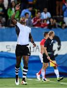 11 August 2016; Leone Nakarawa of Fiji celebrates after scoring a try during the Men's Rugby Sevens gold medal match between Fiji and Great Britain during the 2016 Rio Summer Olympic Games at Deodoro Stadium in Rio de Janeiro, Brazil. Photo by Stephen McCarthy/Sportsfile