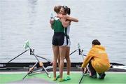 12 August 2016; Claire Lamb and Sinead Lynch of Ireland react after the Women's Lightweight Double Sculls A final in Lagoa Stadium, Copacabana, during the 2016 Rio Summer Olympic Games in Rio de Janeiro, Brazil. Photo by Stephen McCarthy/Sportsfile