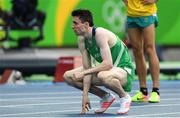 12 August 2016; Mark English of Ireland following his third place finish in round 1 of the Men's 800m in the Olympic Stadium, Maracanã, during the 2016 Rio Summer Olympic Games in Rio de Janeiro, Brazil. Photo by Ramsey Cardy/Sportsfile