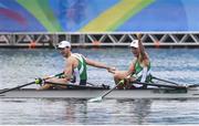 12 August 2016; Paul O'Donovan and Gary O'Donovan of Ireland celebrate after finishing second in the Men's Lightweight Double Sculls A final in Lagoa Stadium, Copacabana, during the 2016 Rio Summer Olympic Games in Rio de Janeiro, Brazil. Photo by Stephen McCarthy/Sportsfile