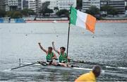 12 August 2016; Paul O'Donovan and Gary O'Donovan of Ireland celebrate after finishing second in the Men's Lightweight Double Sculls A final in Lagoa Stadium, Copacabana, during the 2016 Rio Summer Olympic Games in Rio de Janeiro, Brazil. Photo by Stephen McCarthy/Sportsfile