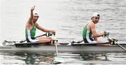2 August 2016; Paul O'Donovan and Gary O'Donovan of Ireland celebrate after finishing second in the Men's Lightweight Double Sculls A final in Lagoa Stadium, Copacabana, during the 2016 Rio Summer Olympic Games in Rio de Janeiro, Brazil. Photo by Stephen McCarthy/Sportsfile