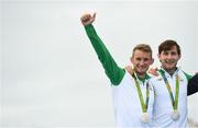 12 August 2016; Paul O'Donovan and Gary O'Donovan of Ireland celebrate after during the Men's Lightweight Double Sculls A final in Lagoa Stadium, Copacabana, during the 2016 Rio Summer Olympic Games in Rio de Janeiro, Brazil. Photo by Brendan Moran/Sportsfile