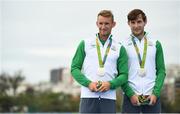 12 August 2016; Paul O'Donovan and Gary O'Donovan of Ireland with their silver medals after the Men's Lightweight Double Sculls A final in Lagoa Stadium, Copacabana, during the 2016 Rio Summer Olympic Games in Rio de Janeiro, Brazil. Photo by Brendan Moran/Sportsfile