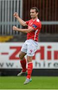 12 August 2016; Christy Fagan of St Patrick's Athletic celebrates after scoring his side's first goal during the SSE Airtricity League Premier Division match between St Patrick's Athletic and Galway United at Richmond Park in Dublin. Photo by Eóin Noonan/Sportsfile