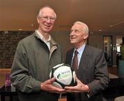 20 September 2010; The Republic of Ireland manager Giovanni Trapattoni with one of his predecessors Jack Charlton at launch of Airtricity's new 'Biggest Save' campaign which will save homes a phenomenal 20% on their domestic gas rates, Clarion Hotel, Dublin. Picture credit: David Maher / SPORTSFILE