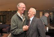 20 September 2010; Former Republic of Ireland manager Jack Charlton meets current manager Giovanni Trapattoni at launch of the new 'Biggest Save' Airtricity campaign, Clarion Hotel, Dublin. Picture credit: David Maher / SPORTSFILE