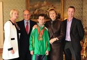 27 October 2010; TEAM Ireland member Robert McNamara  , from Ennis, Co. Clare, who won 1 Gold and 2 Silver medals in the Athletics / Track & Field event at the 2010 Special Olympics European Games, with President Mary McAleese, Dr. Martin McAleese, Wayne King and Susan O'Grady at a reception to celebrate their achievements in Aras an Uachtarain, Phoenix Park, Dublin. Picture credit: Ray McManus / SPORTSFILE