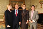 27 October 2010; Mary Davis, Managing Director of Special Olympics Europe / Eurasia, and Matt English, Special Olympics Ireland CEO, with President Mary McAleese and Dr. Martin McAleese at a reception in Aras an Uachtarain, Phoenix Park, Dublin. Picture credit: Ray McManus / SPORTSFILE
