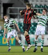 28 October 2010; David Lodolia, Bohemians, in action against Carl Kinnear, left, and Jeff Flood, Shamrock Rovers. Airtricity Under-20 League Final, Shamrock Rovers v Bohemians, Tallaght Stadium, Tallaght, Dublin. Picture credit: Brian Lawless / SPORTSFILE